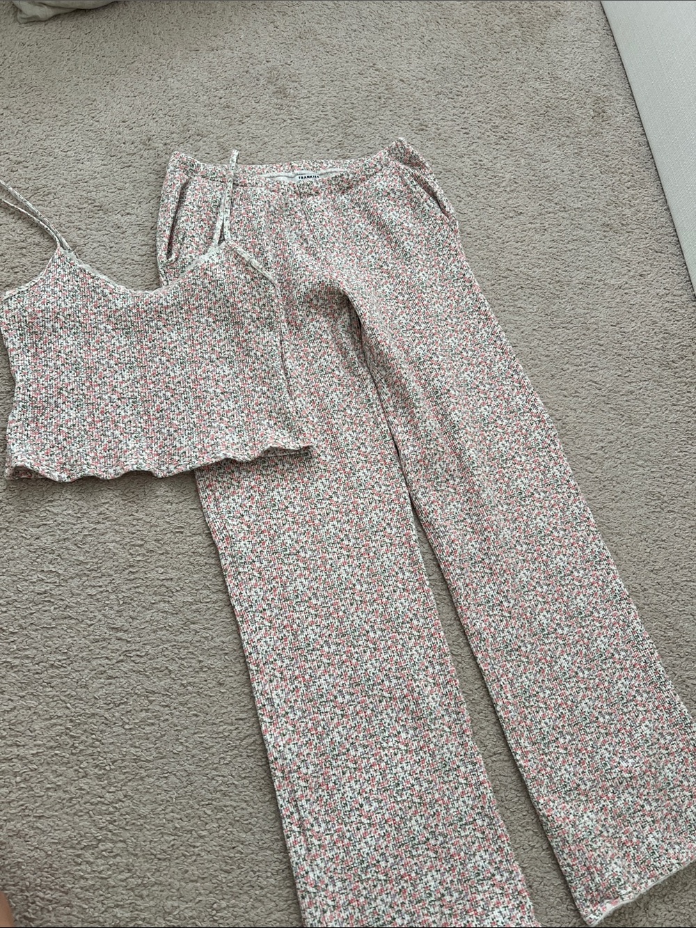 Frankie's Bikinis Pink Floral Camisole & Wide-Leg Pajama Set
